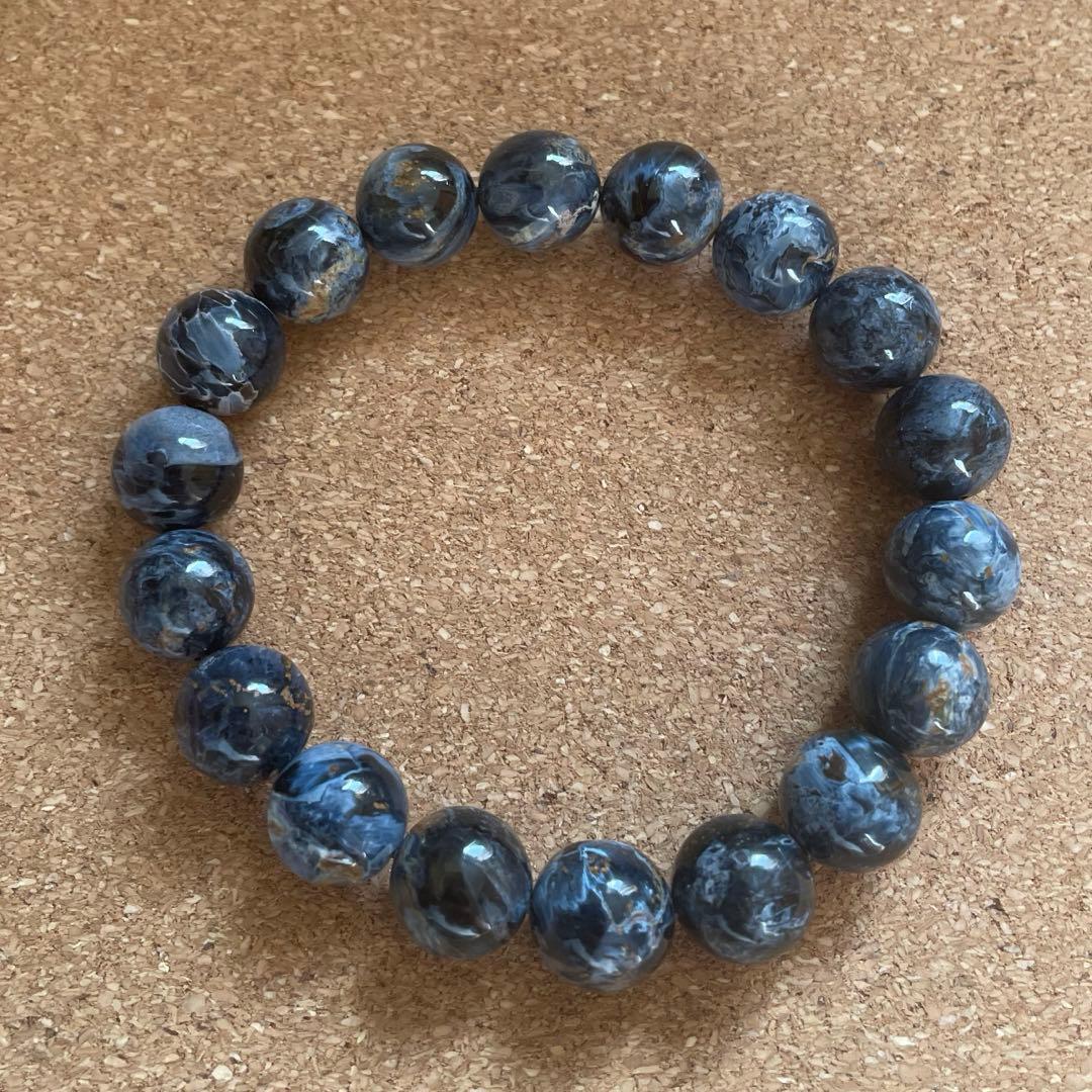 【高品質・希少】ブルーピーターサイト ブレスレット 約11㎜ 約17㎝ 天然石