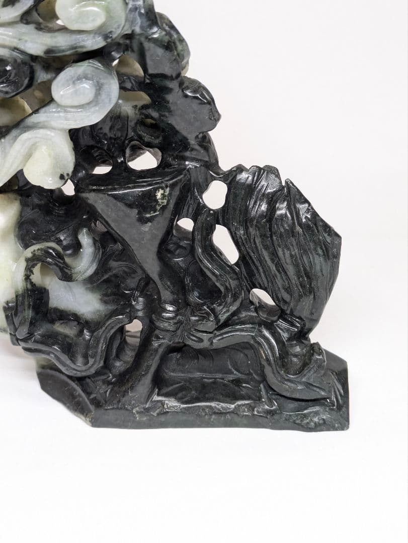 中国美術 玉彫 置物 高さ約18.5cm