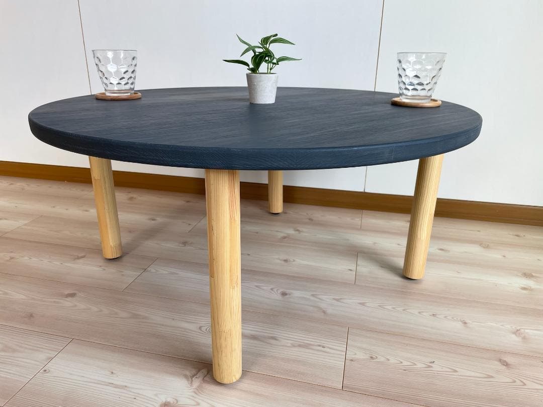 【サイズオーダー可】家具職人が造る丸型テーブル・ディキシーブルー