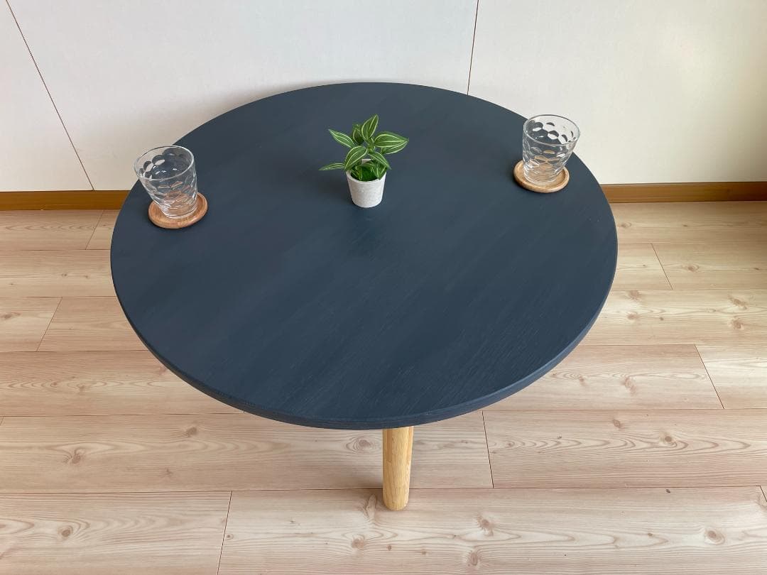 【サイズオーダー可】家具職人が造る丸型テーブル・ディキシーブルー