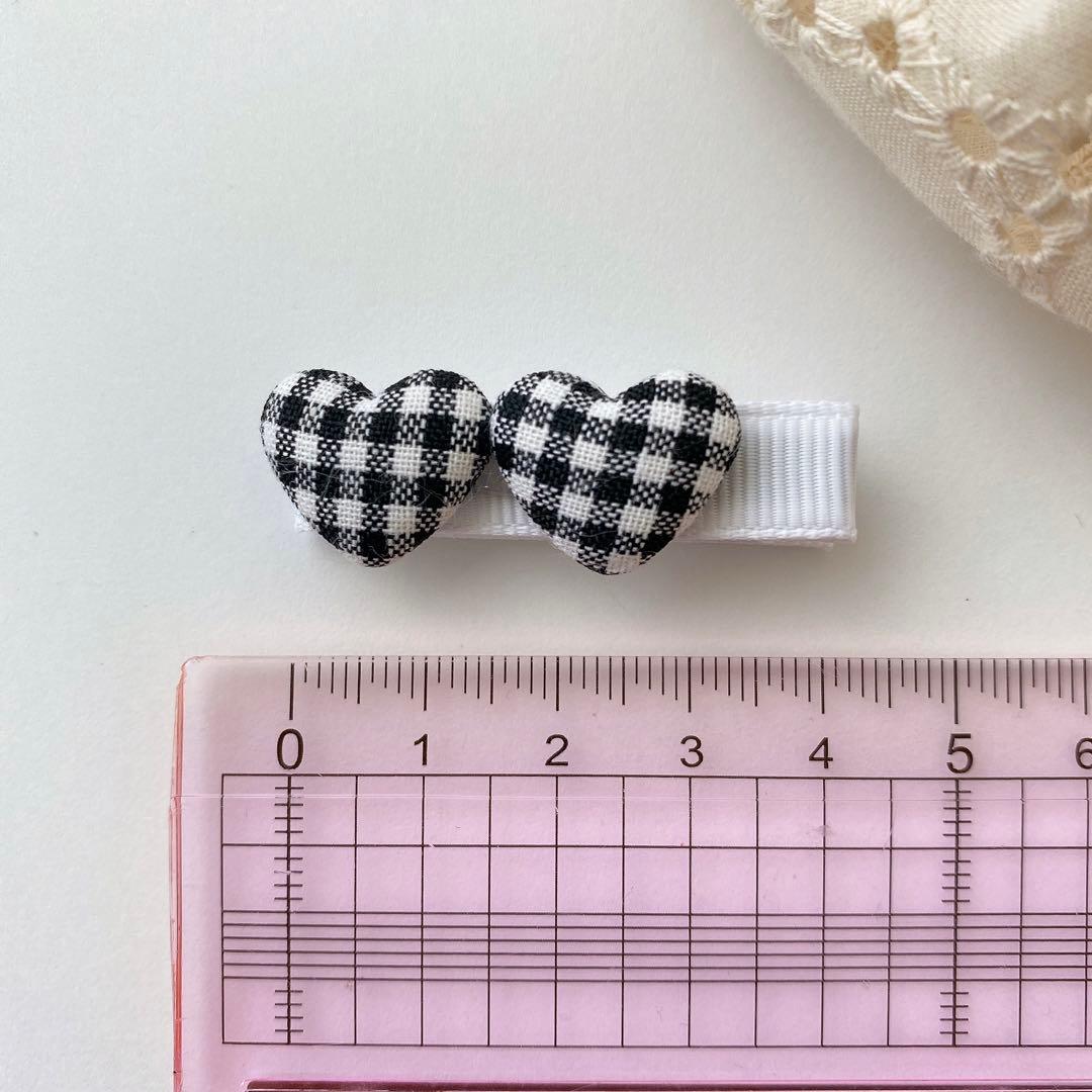 ❁チェックハート❁ ベビーヘアピン　ベビーヘアクリップ　ベビーヘアゴム