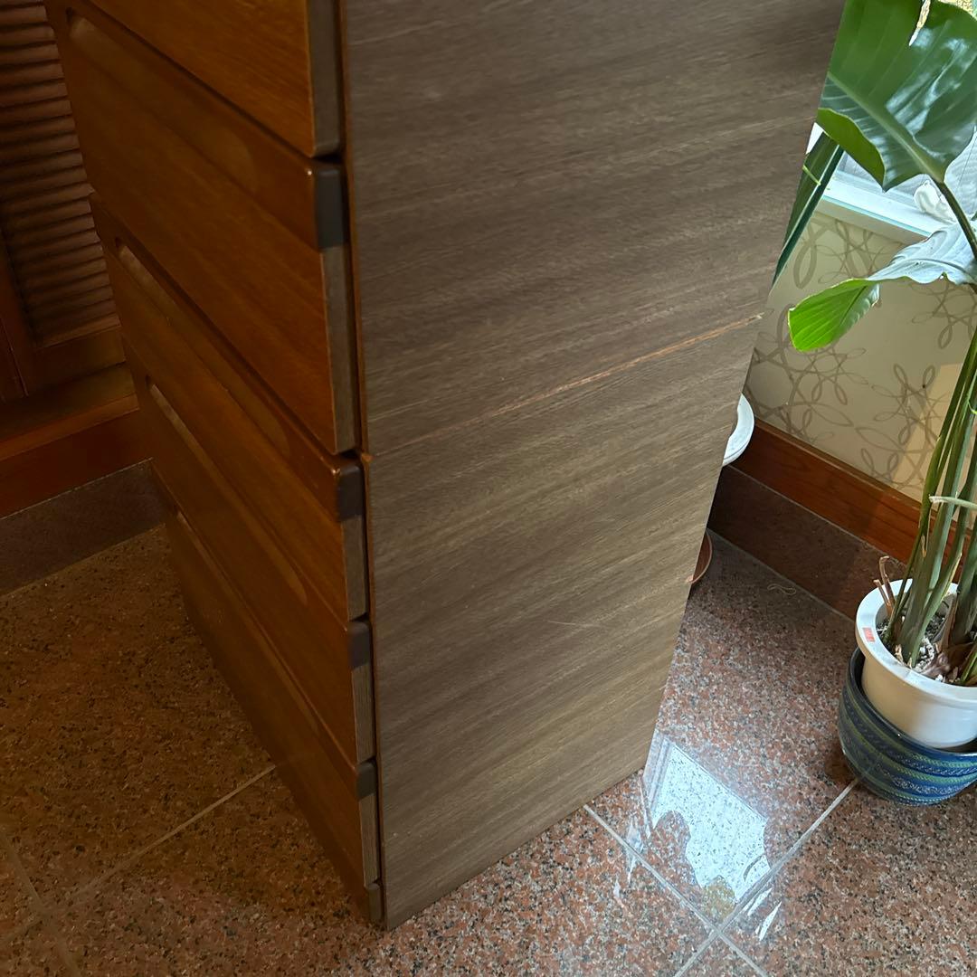 【美品】ブラウン木製モダンチェスト 6引き出し