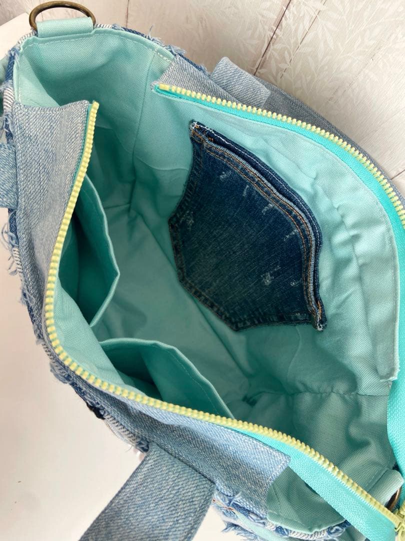 デニムリメイクバッグS うさぎと蝶々