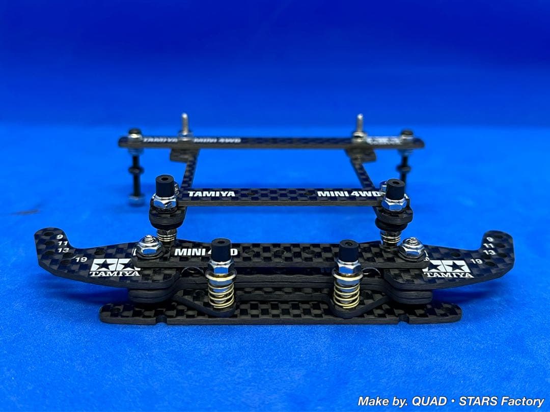 【ミニ四駆・MS用】2軸ATピボット＋フロント提灯＋1軸リヤアンカー　カーボン