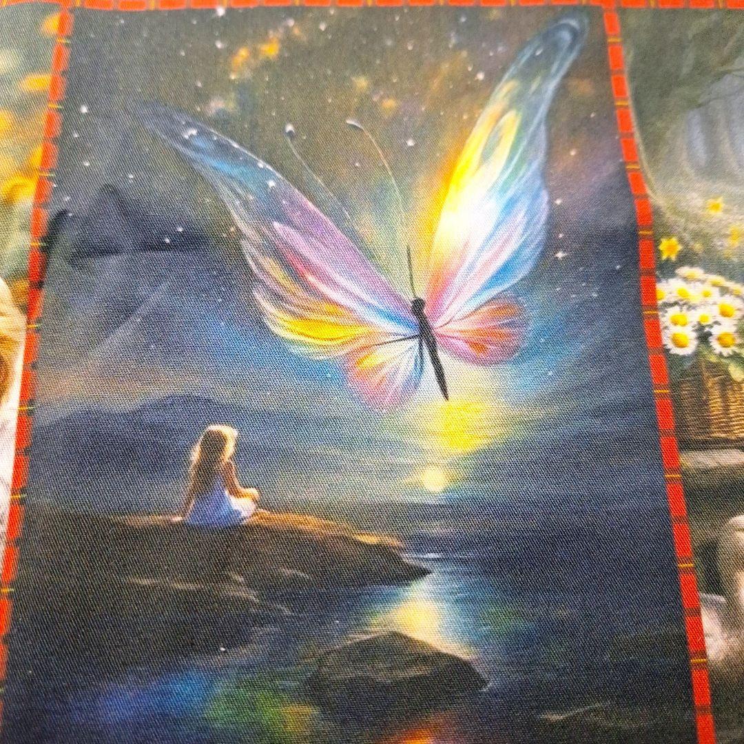 可愛い女の子とお婆ちゃんと犬パネル生地　ハンドメイド