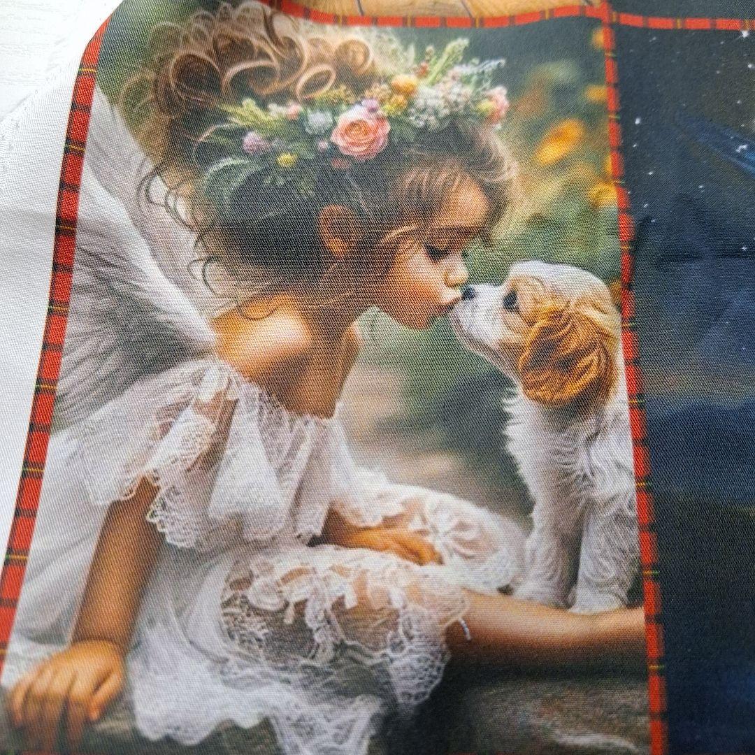 可愛い女の子とお婆ちゃんと犬パネル生地　ハンドメイド