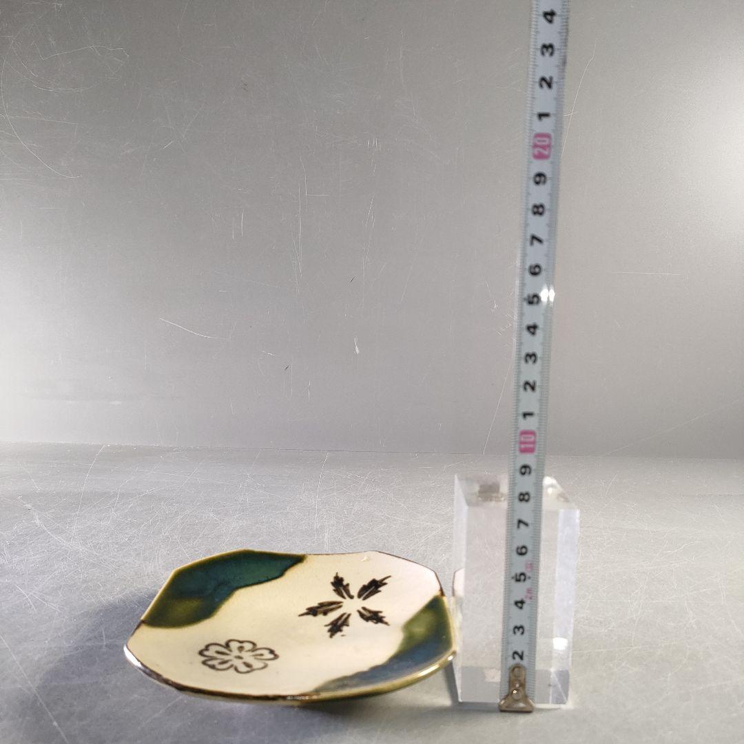 A1246-4/織部焼/加藤作助 造/織部銘々皿5客/共箱/飾皿/盛皿/懐石道具