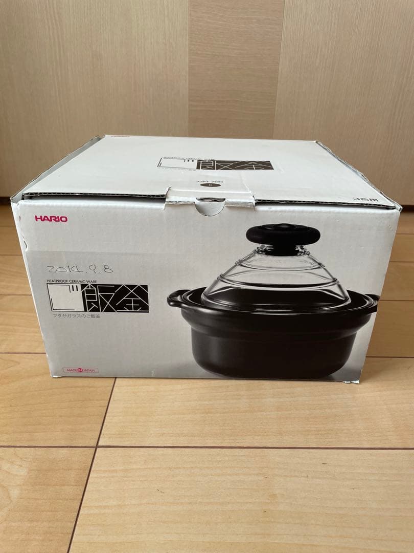 【未使用】HARIO ハリオ　フタがガラスのご飯釜　3合