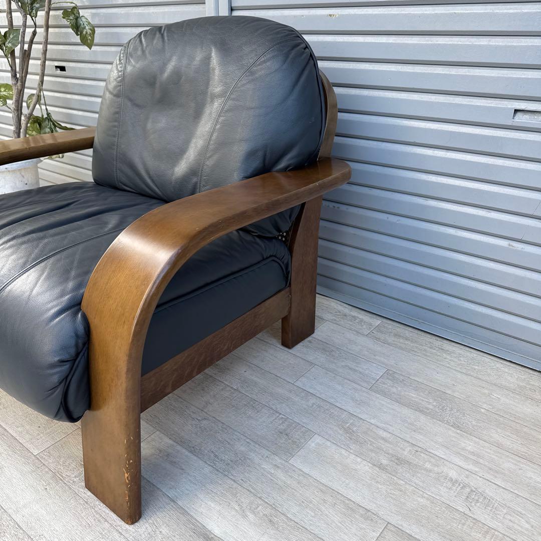 飛騨産業　ヴィンテージ 本革　1人掛けソファ　シングルソファ　キツツキ　②