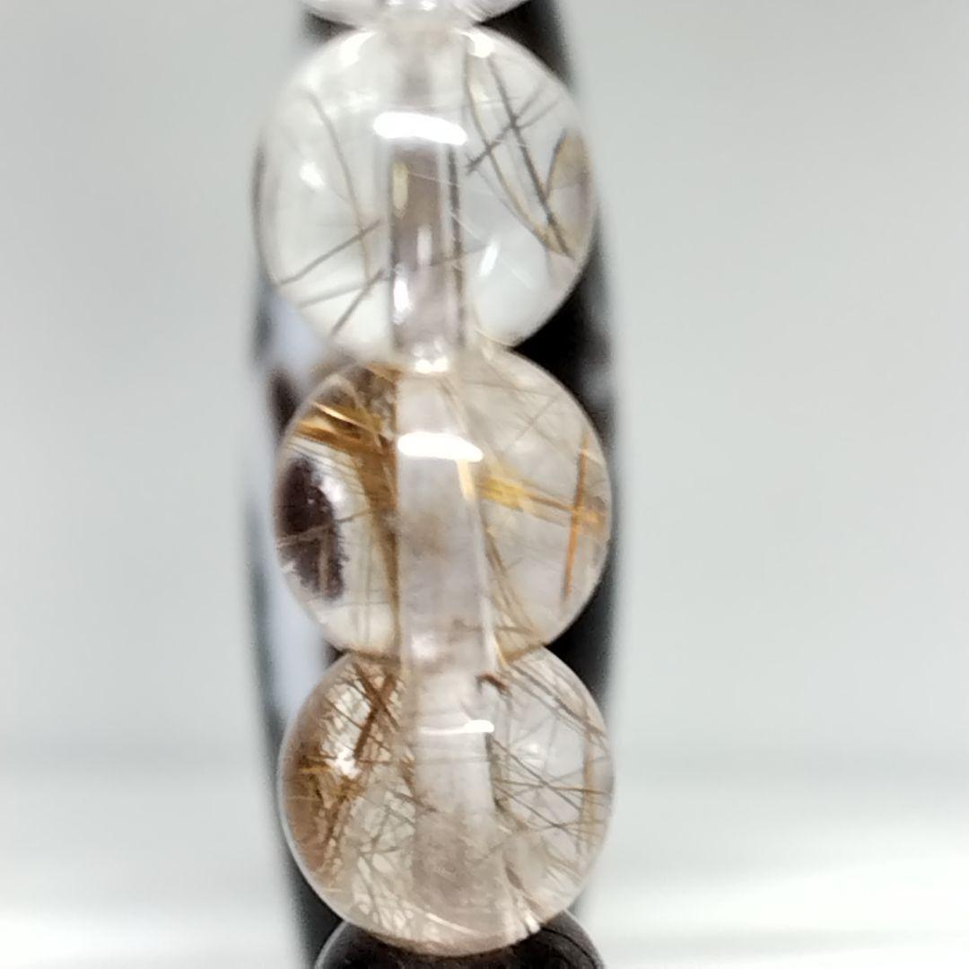 騎龍観音天珠☆５種類のルチルクォーツ&龍神ガーデンクォーツ☆デザインブレスレット