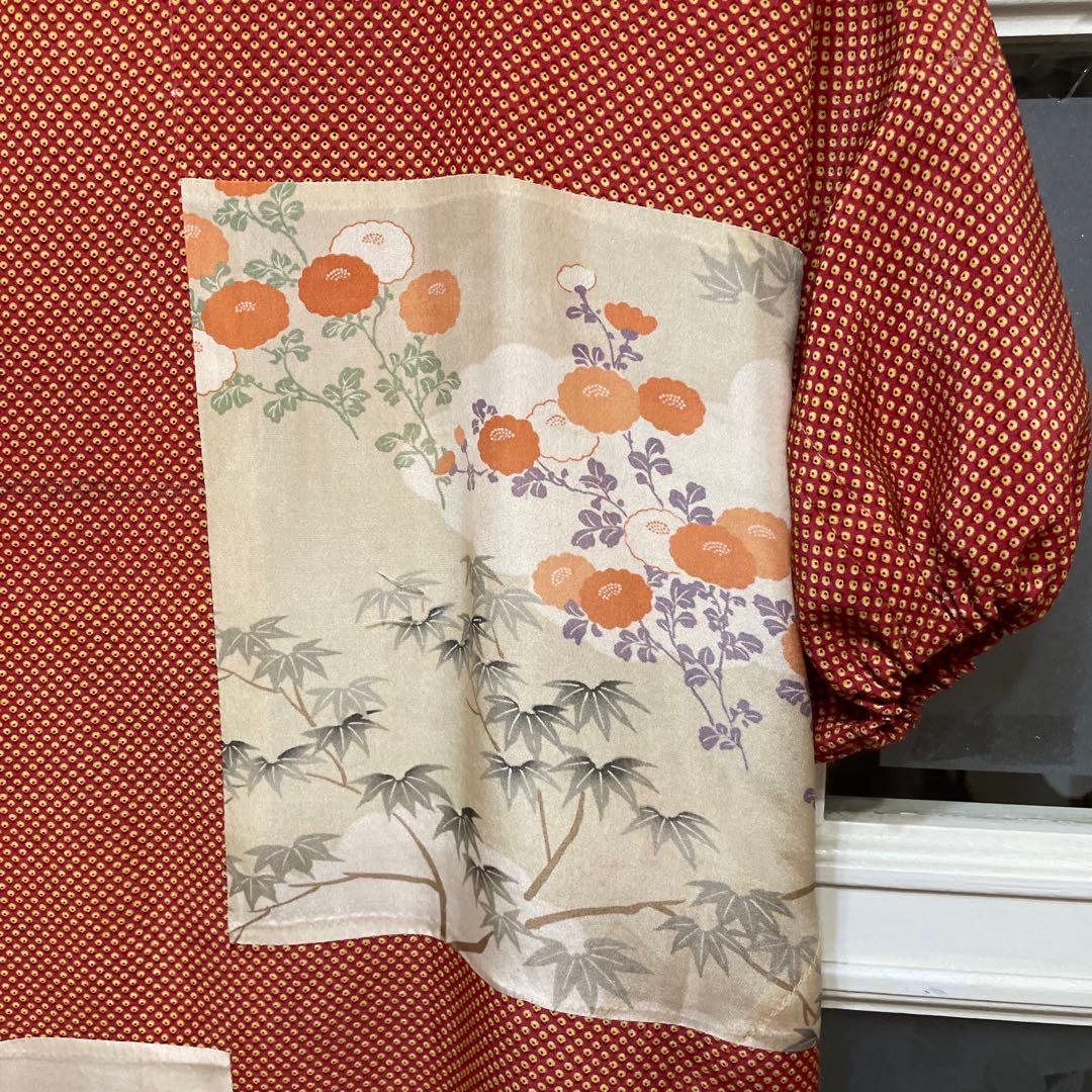 再　お値下げ　正絹縮緬と羽二重(菊と竹絵)