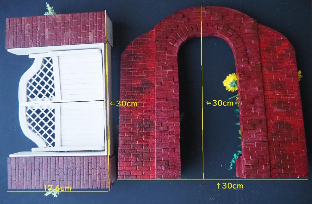 ひまわりの咲くミニチュアガーデン　背景ボード