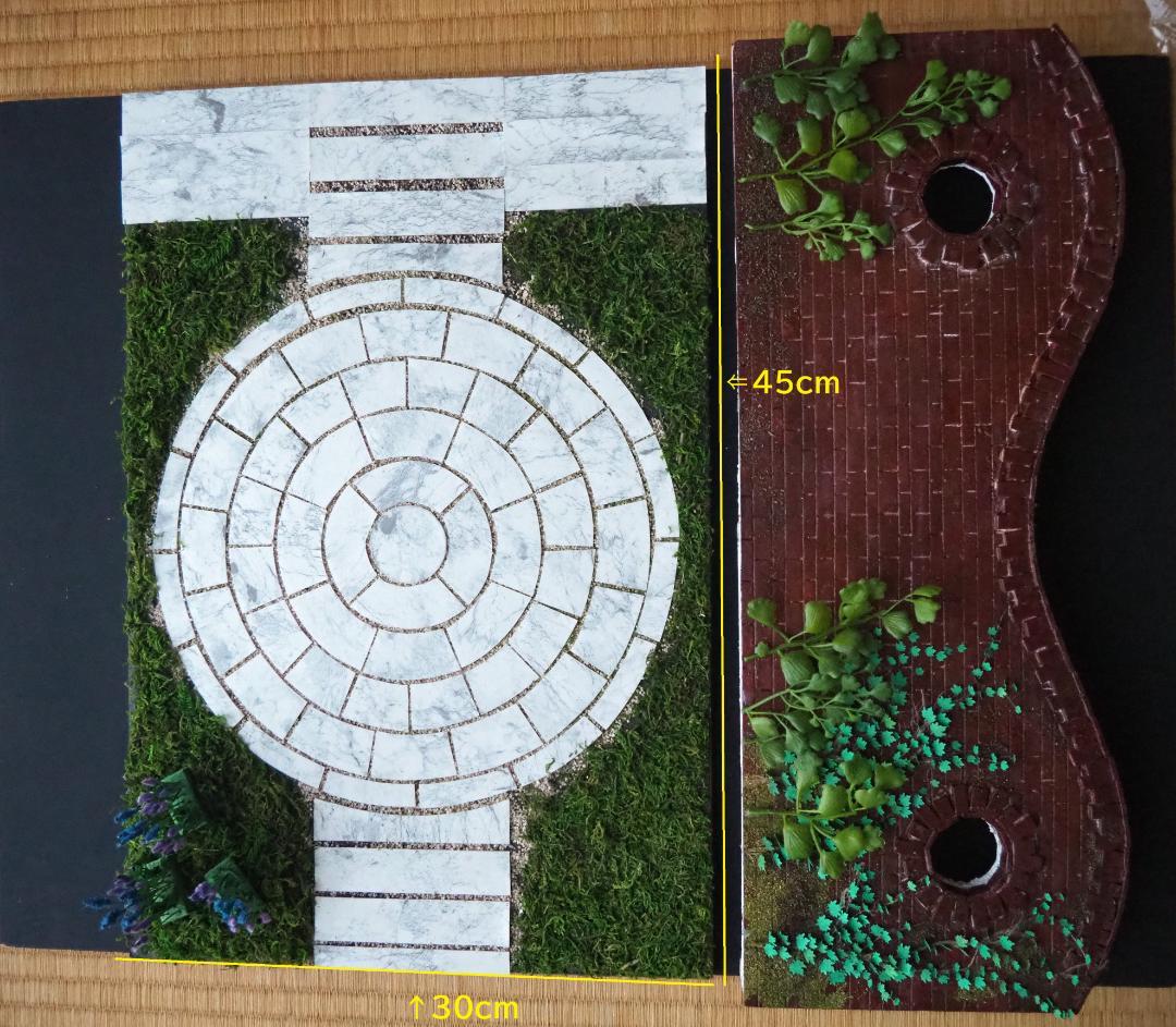 ひまわりの咲くミニチュアガーデン　背景ボード