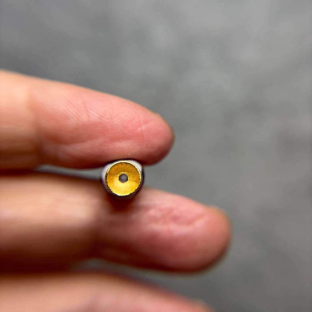 hatachu瑪瑙三眼天珠+24金メッキ魚パーツ　4-2