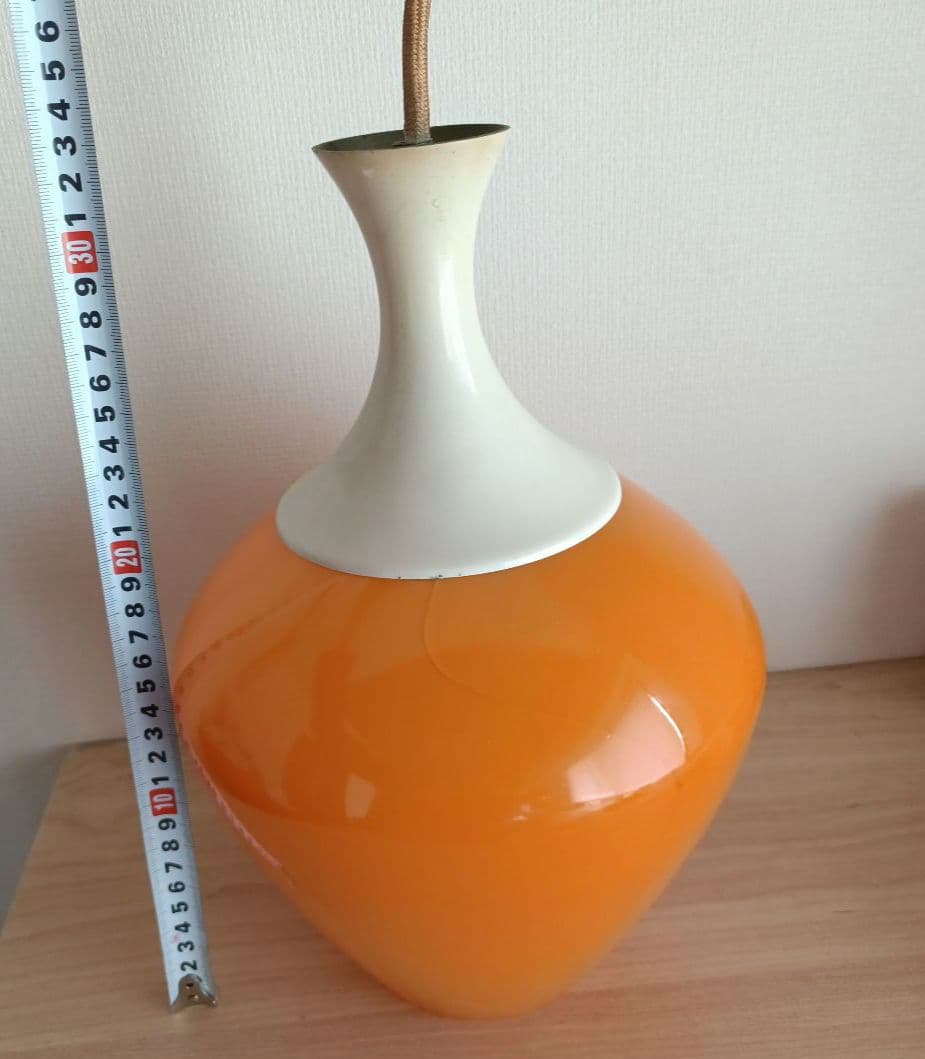 天井照明　電気傘　オレンジペンダントライト 　昭和レトロ☆レトロポップ