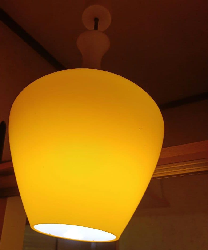 天井照明　電気傘　オレンジペンダントライト 　昭和レトロ☆レトロポップ