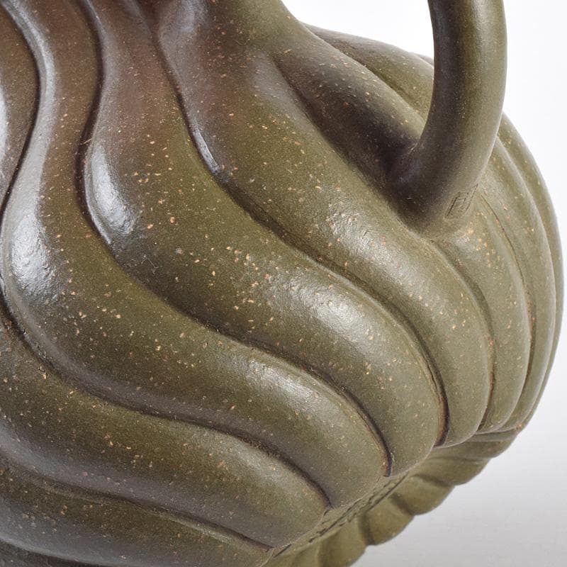 中国　顧景舟銘　紫砂　緑泥　急須　茶壷　合わせ箱　M　R7623