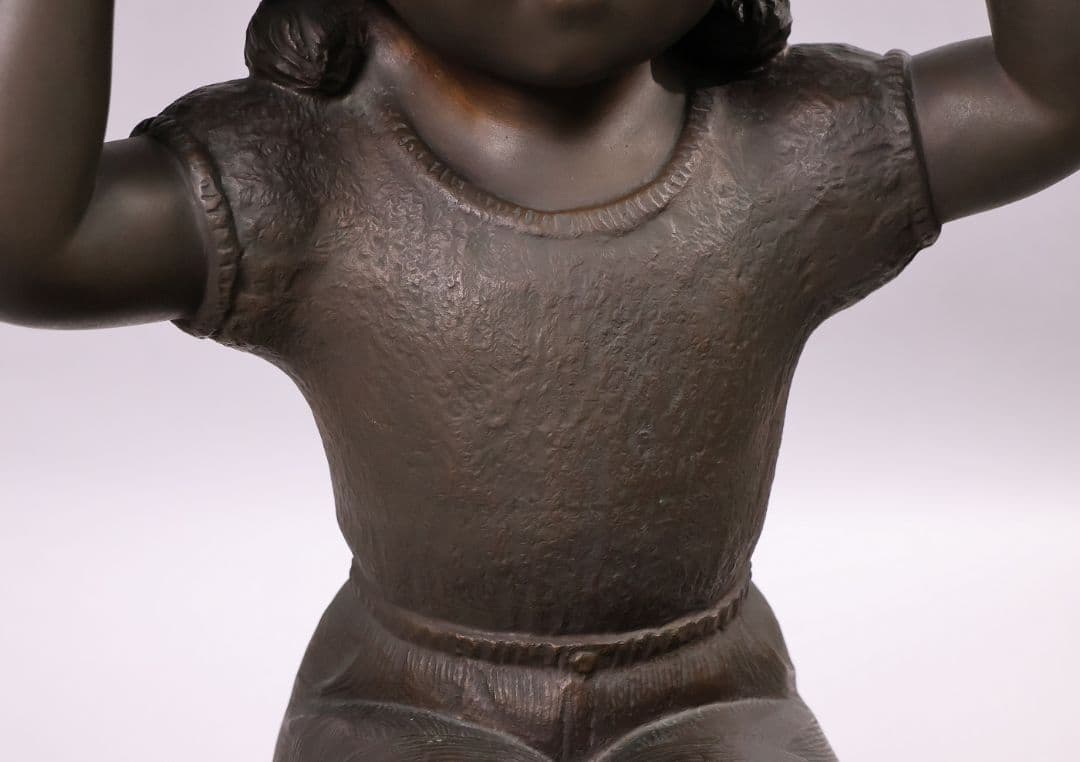 【CM462】玉野勢三「ひざし(座)」少女 ブロンズ 銅 限定 置物 高50.5