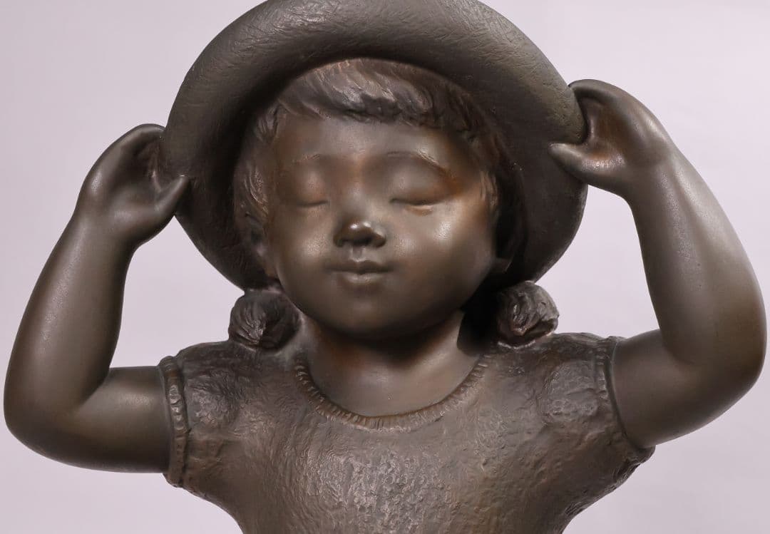 【CM462】玉野勢三「ひざし(座)」少女 ブロンズ 銅 限定 置物 高50.5