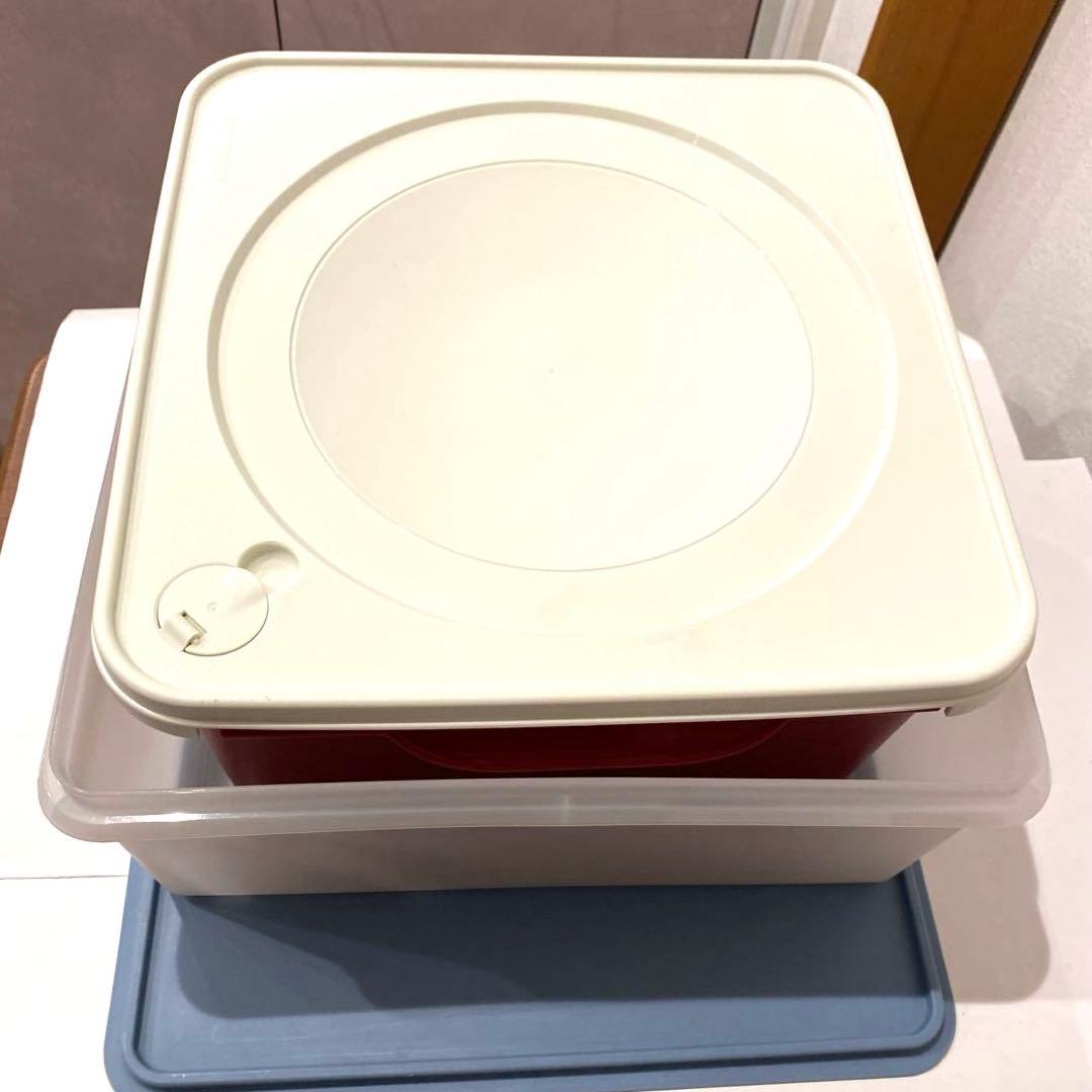 日本タッパーウェア（株）四角形の保存容器蓋付き2個新品