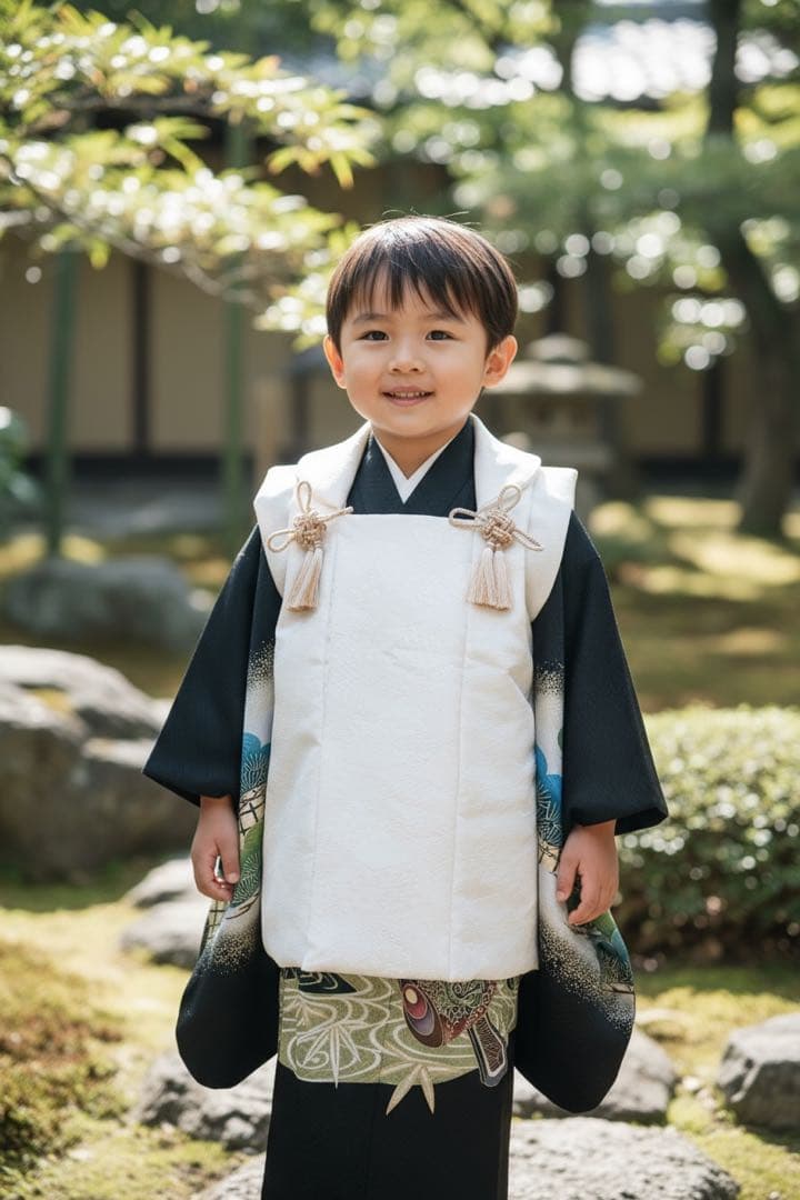 本格正絹♡七五三　3歳　男の子　フルセット　一式　黒系　鷹　被布