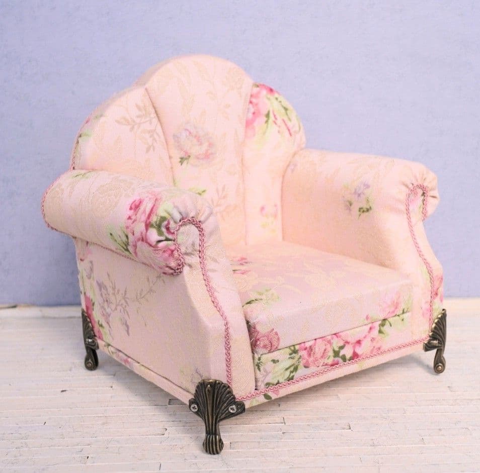 ドール用 imda3.0サイズ シェル型ソファ1人用 ピンク花柄