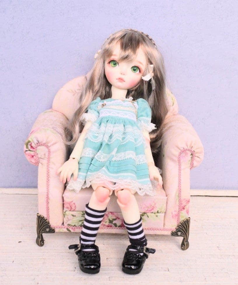 ドール用 imda3.0サイズ シェル型ソファ1人用 ピンク花柄