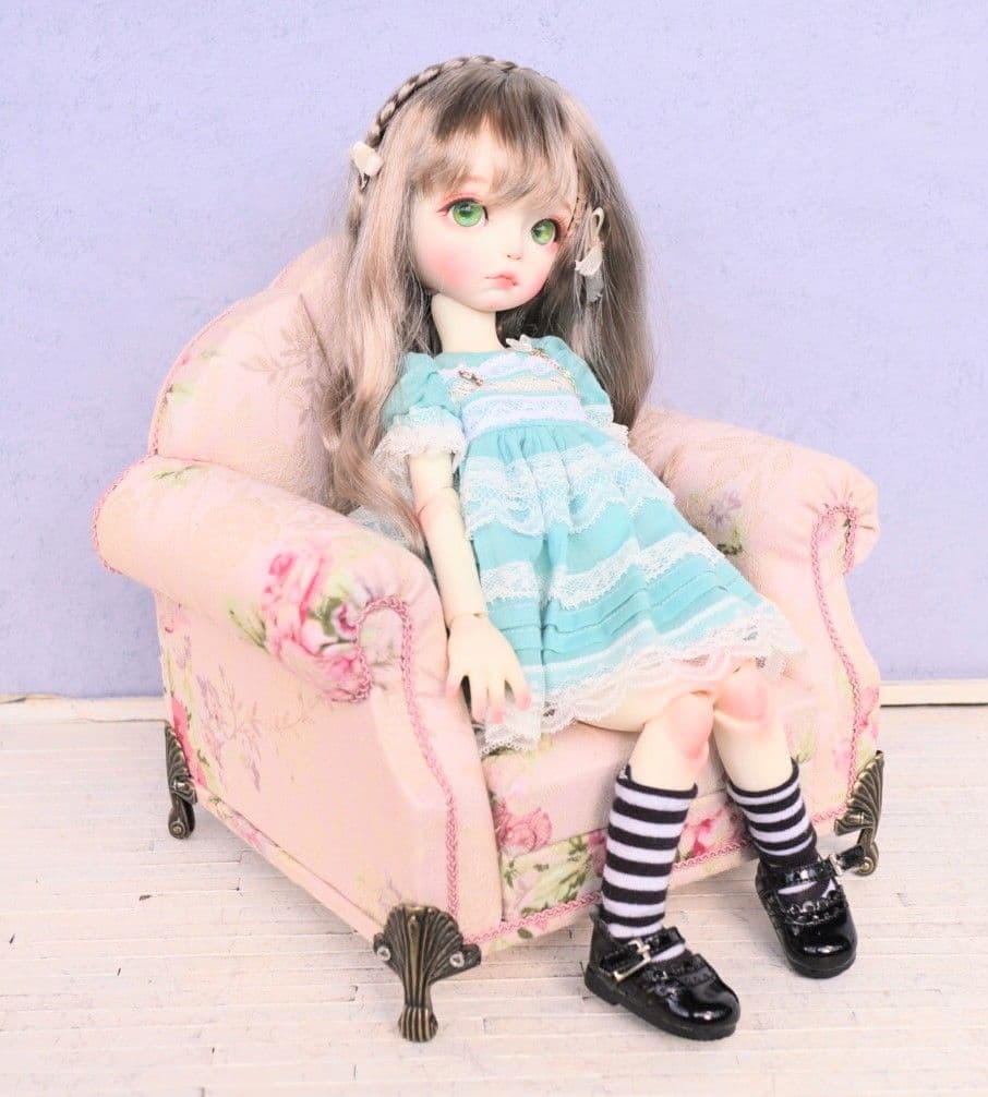 ドール用 imda3.0サイズ シェル型ソファ1人用 ピンク花柄