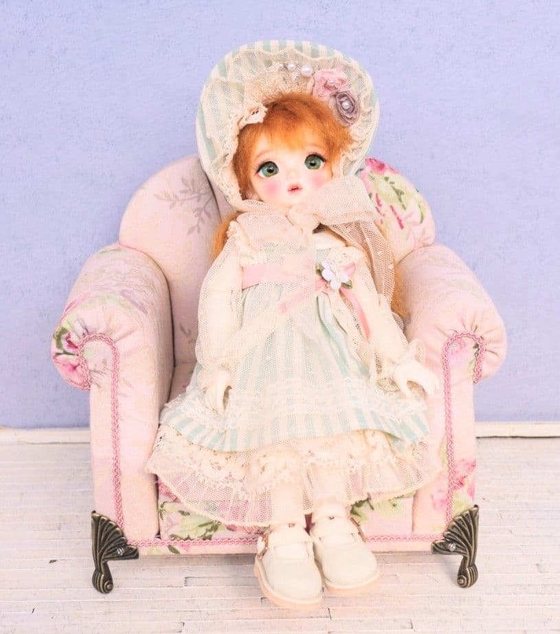 ドール用 imda3.0サイズ シェル型ソファ1人用 ピンク花柄