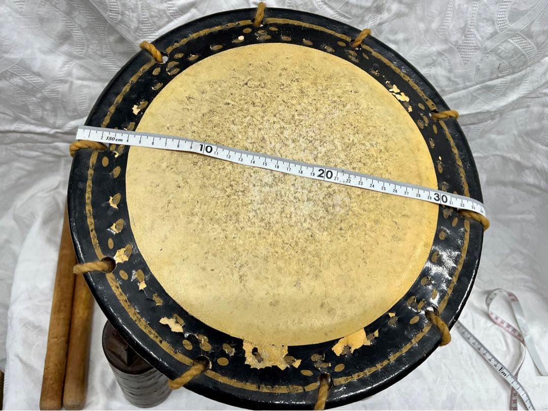 和太鼓　締太鼓　台(桜の樺細工) バチ　セット