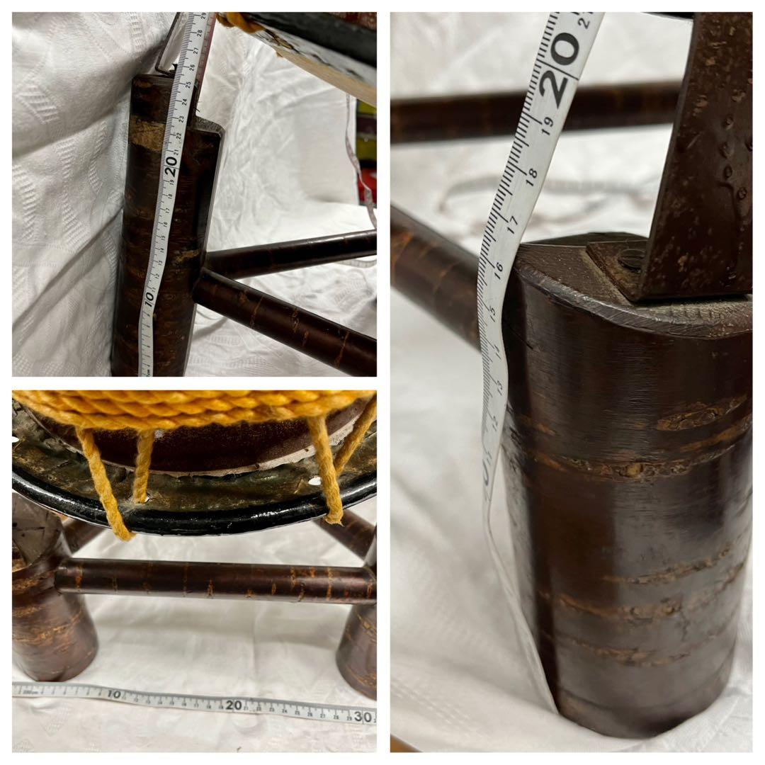 和太鼓　締太鼓　台(桜の樺細工) バチ　セット