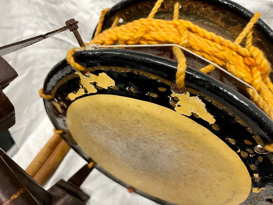 和太鼓　締太鼓　台(桜の樺細工) バチ　セット