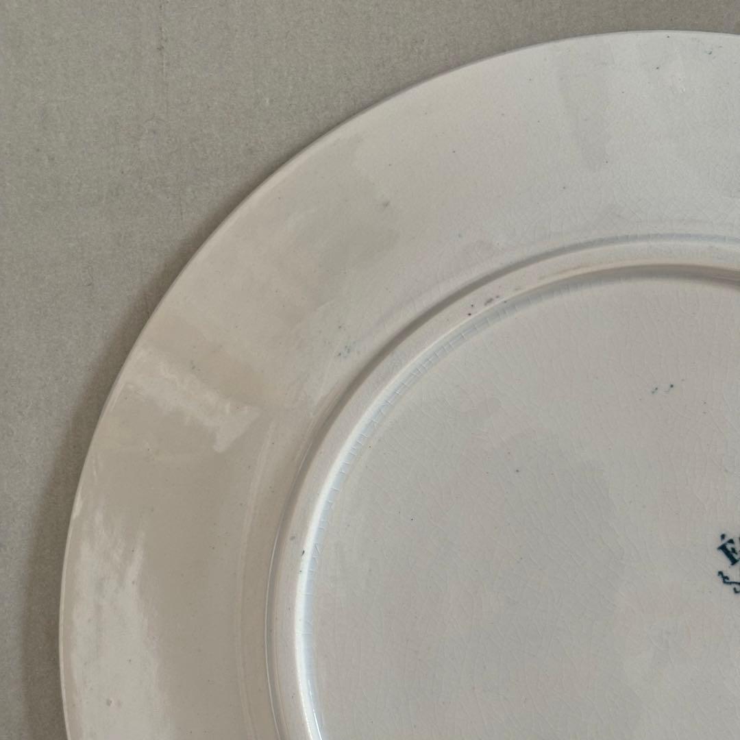 人気 フランスアンティーク サルグミンヌ 青緑 花模様がかわいいデザートプレート