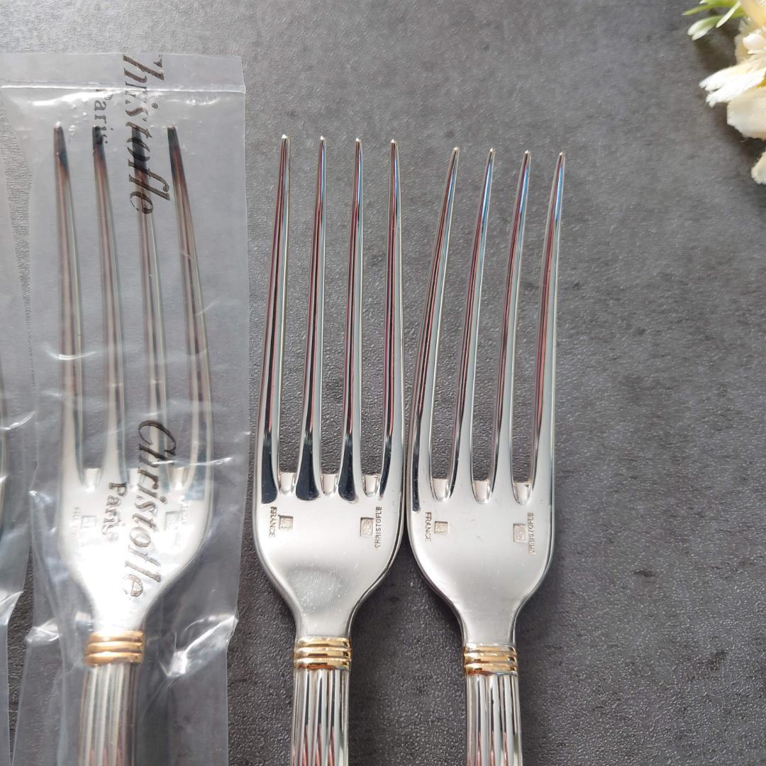 美品 クリストフル アリアゴールドリング テーブルフォーク 未開封含む 5点