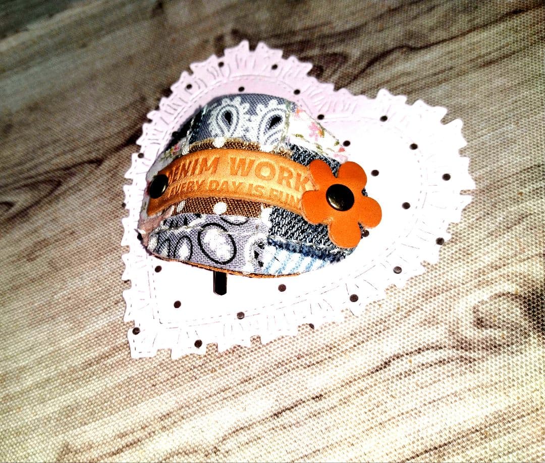 再販✨　ガーリー風　パッチワーク柄ポニーフック