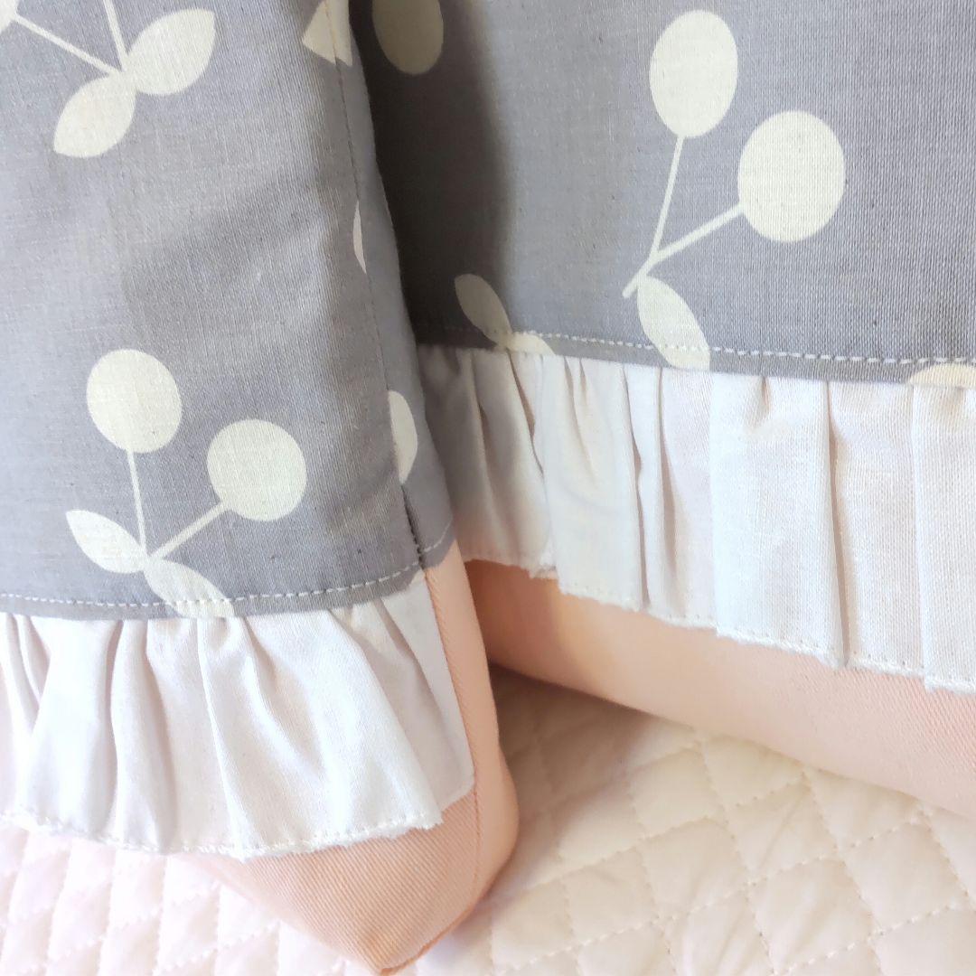 入園入学♡さくらんぼ柄レッスンバック3点セット♡オレンジピンク♡フリル