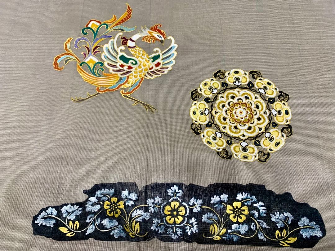 正倉院柄見本の布　　正絹硬め紗