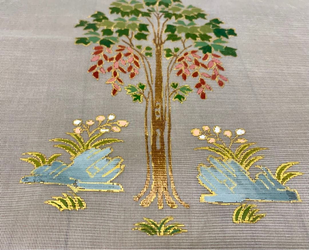 正倉院柄見本の布　　正絹硬め紗