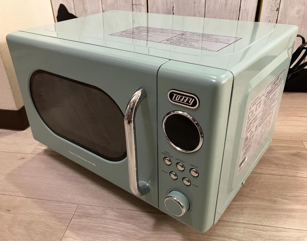 【美品】2025年製　Toffy　電子レンジ　フラット庫内　PALE AQUA