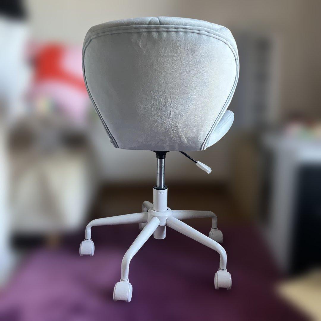 パステルブルー　デスク用チェア　ベロア　サロン　北欧風　韓国風