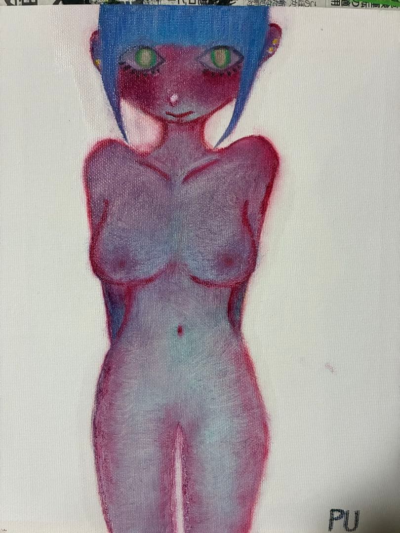 アート 油絵 オリジナル 一点物 限定 病みかわいい 裸像 創作 原画 人物画