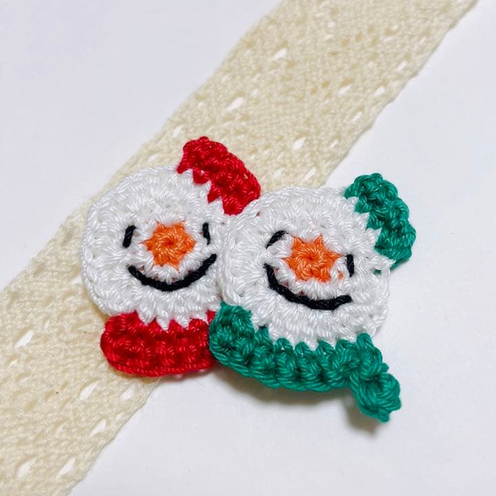 【スノーマン】ベビーヘアクリップ ヘアゴム