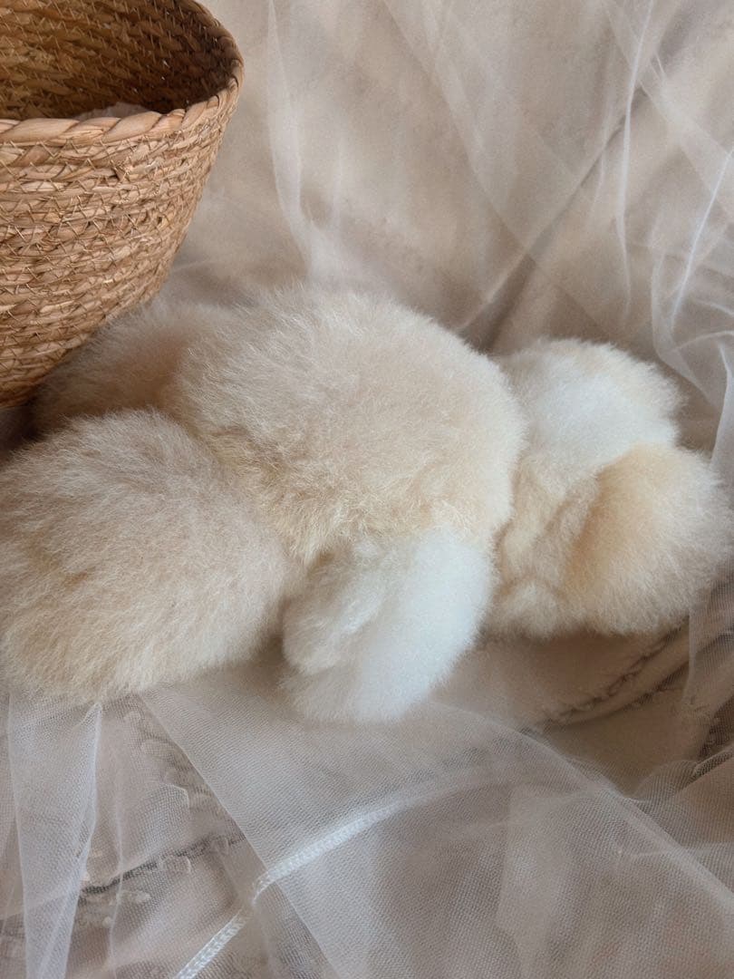 ふわふわアルパカテディベア (ペルー直輸入) ホワイトxベージュ