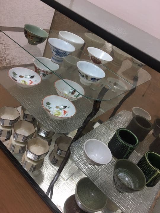 【茶碗・ぐい呑・お猪口】ガラス飾りケース＋20点セット