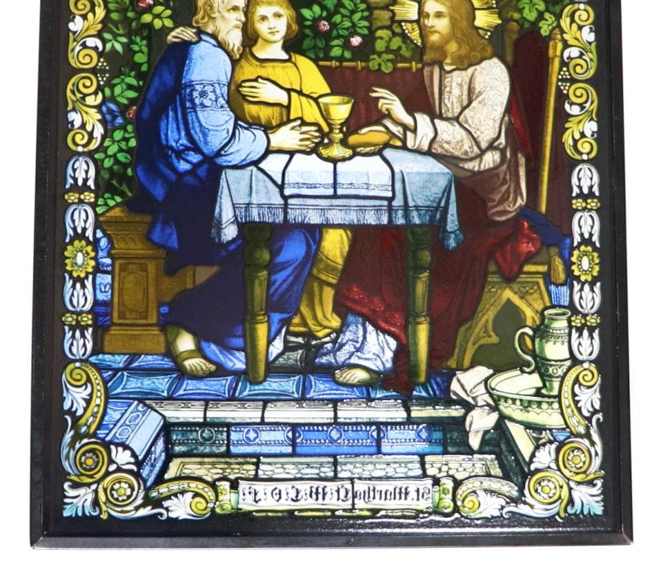 古代ローマの神殿のイエス・キリスト ヴィンテージ ステンドグラス 絵画 宗教画
