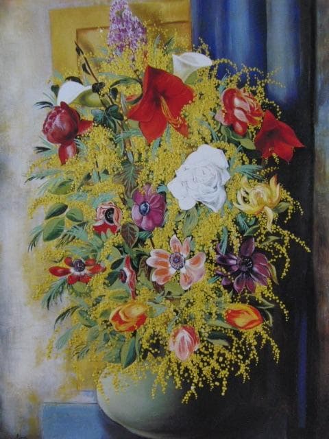 モイズ・キスリング、【花とミモザ】、希少な画集画、新品高級額 額装付