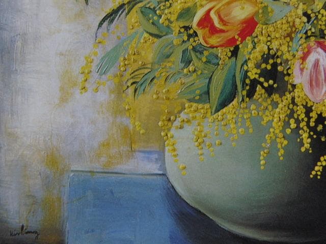 モイズ・キスリング、【花とミモザ】、希少な画集画、新品高級額 額装付