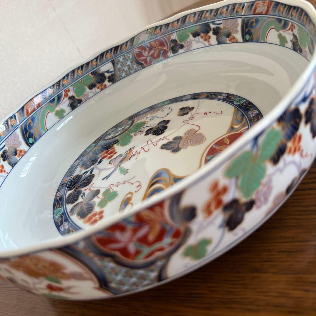高級陶器　趣味のうつわ　丸谷焼 大鉢 錦伊万里　日本の器　友禅八角　庫山窯　丸喜