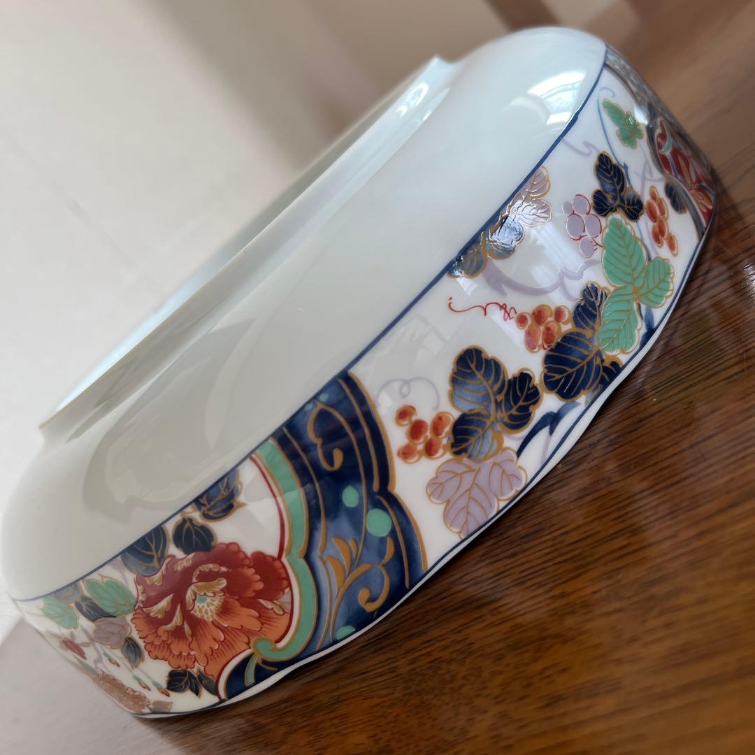 高級陶器　趣味のうつわ　丸谷焼 大鉢 錦伊万里　日本の器　友禅八角　庫山窯　丸喜