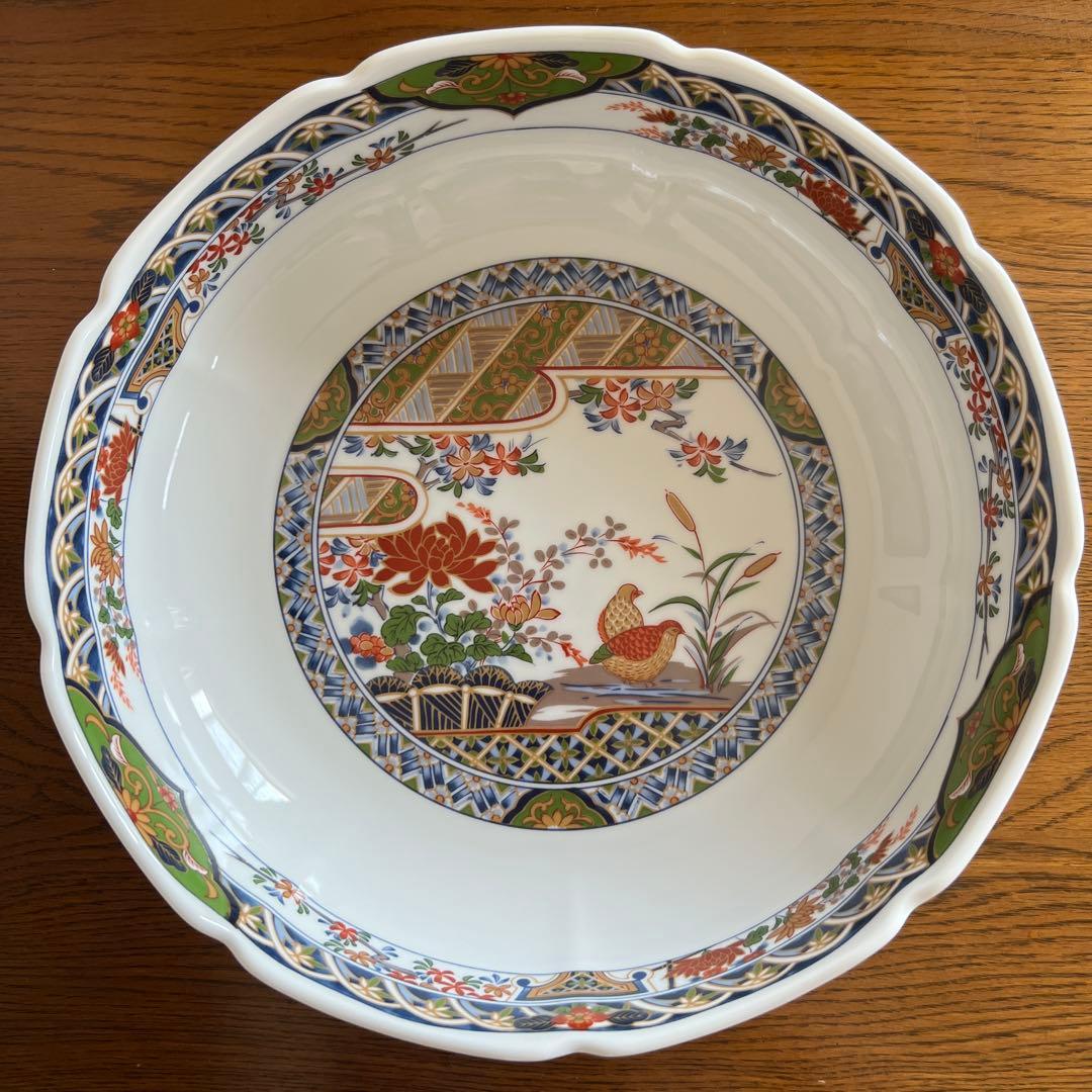 高級陶器　趣味のうつわ　丸谷焼 大鉢 錦伊万里　日本の器　友禅八角　庫山窯　丸喜